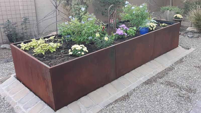 Rectangular DIY Weathering Steel Planter Beds 