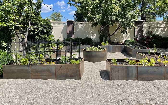 Open Bottom Corten Planter Beds